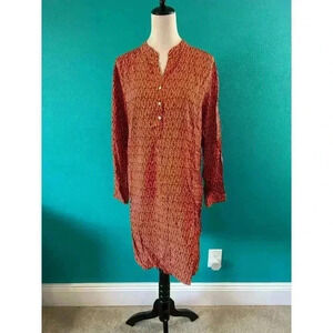 NWT Rock Flower Paper Darcy Spice Rayon Tunic Dress Orange Indian Print Size L